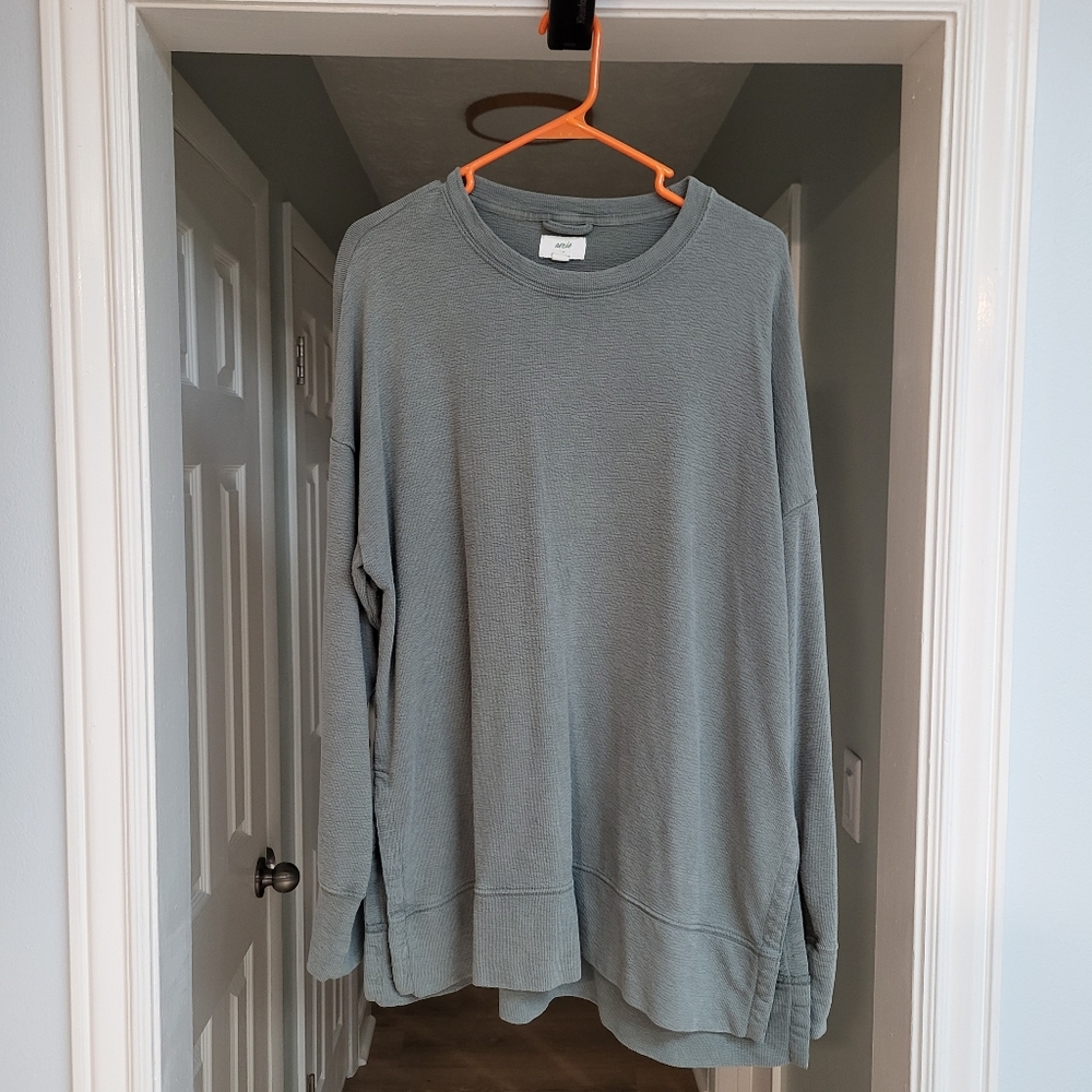 Aerie Beach Fleece Sweatshirt Green Oversized Terry